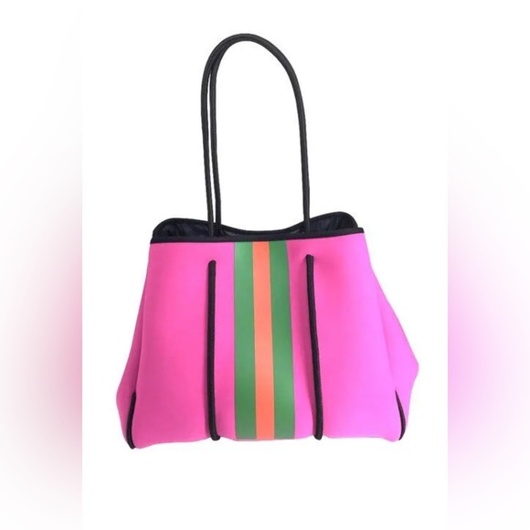 - Parker & Hyde - Pink with Red & Green Stripe adjusts size. - Picture 1 of 8